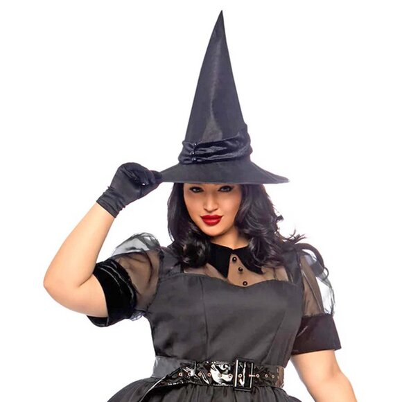 Witch Costume 1x/2x, 3x/4x Womens Plus Size Black Halloween 3Pc Dress Set - Picture 8 of 10